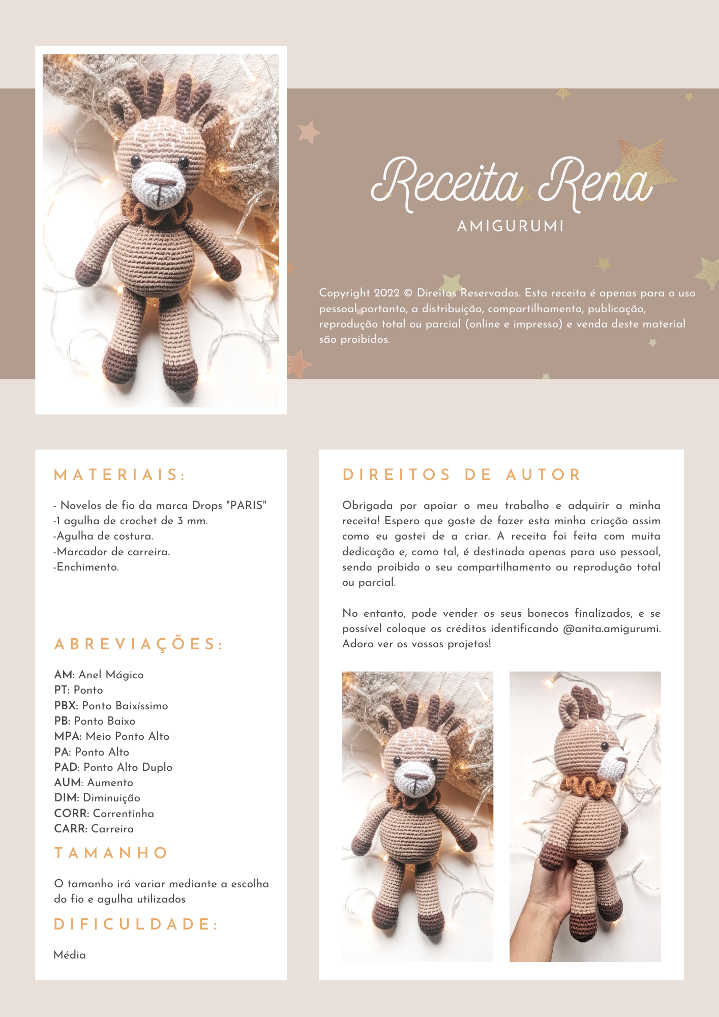 Receita da Rena (amigurumi)